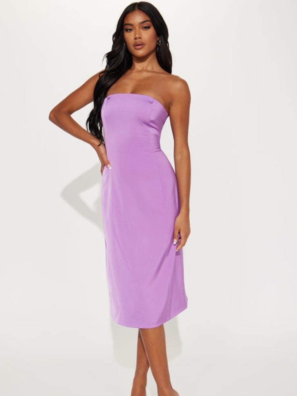 Fashion Nova Strapless Bodycon Dress – Size M | Lavender Glam | Night‑Out Trend